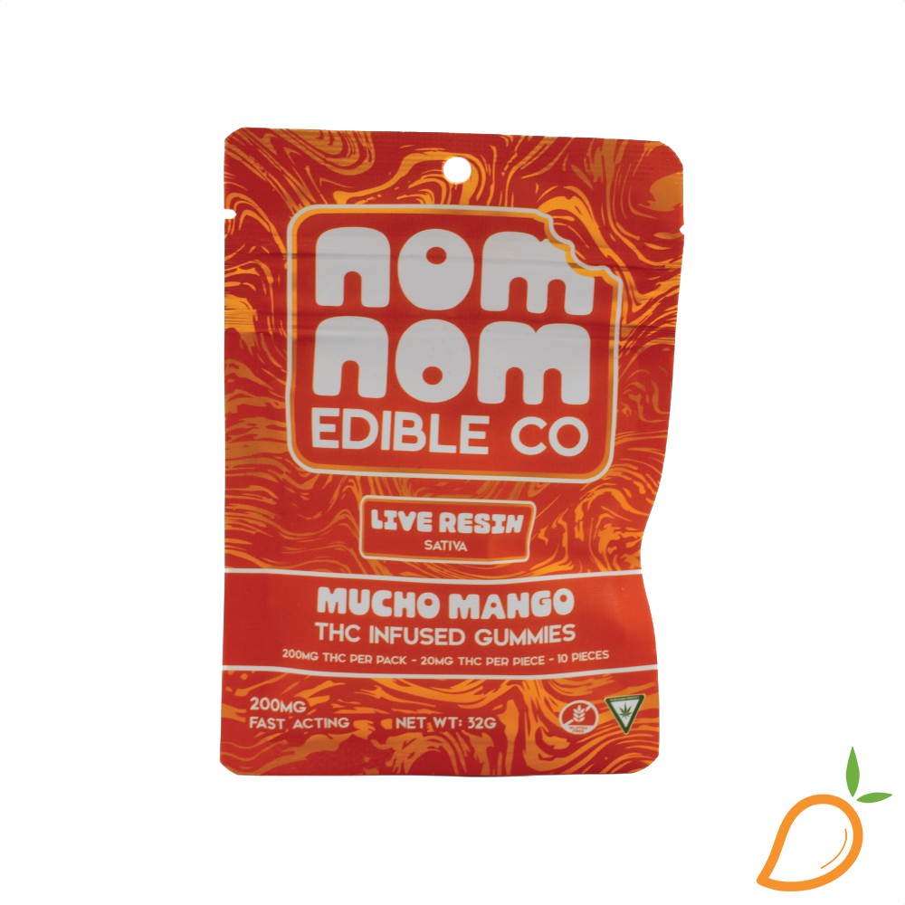 200mg Mucho Mango Live Resin Gummies Nom Nom