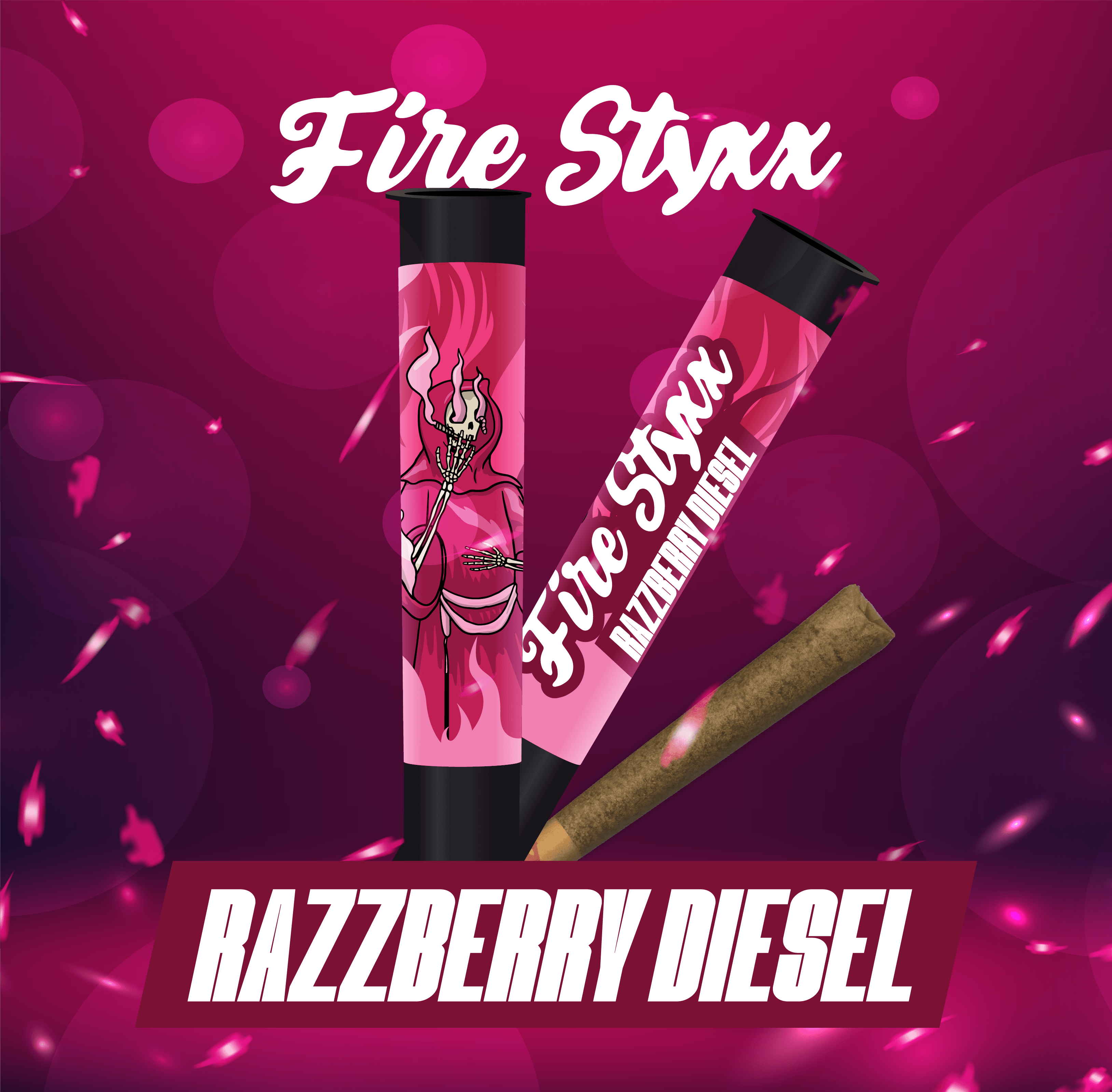 Glorious Razzberry Diesel Fire Styxx Pre Roll 1g
