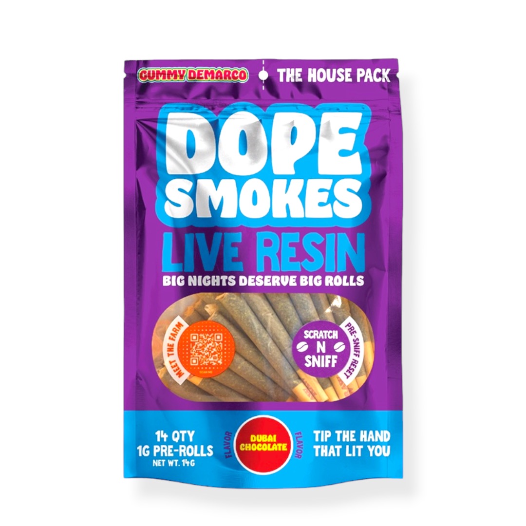 Dope Smokes - 14-Pack 1g Live Resin Infused Prerolls - Dubai Chocolate