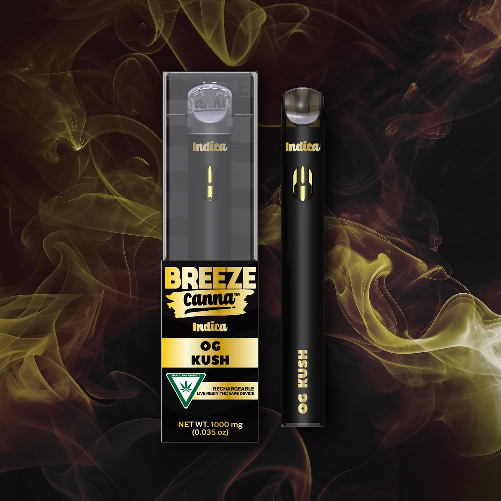 OG Kush - Indica Live Resin 1g PLUS Vape Device — BREEZE Canna