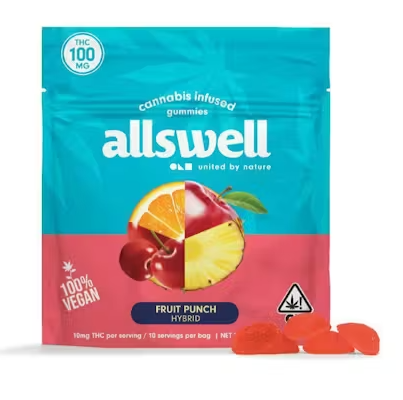 Allswell Fruit Punch Hybrid Gummies 100mg