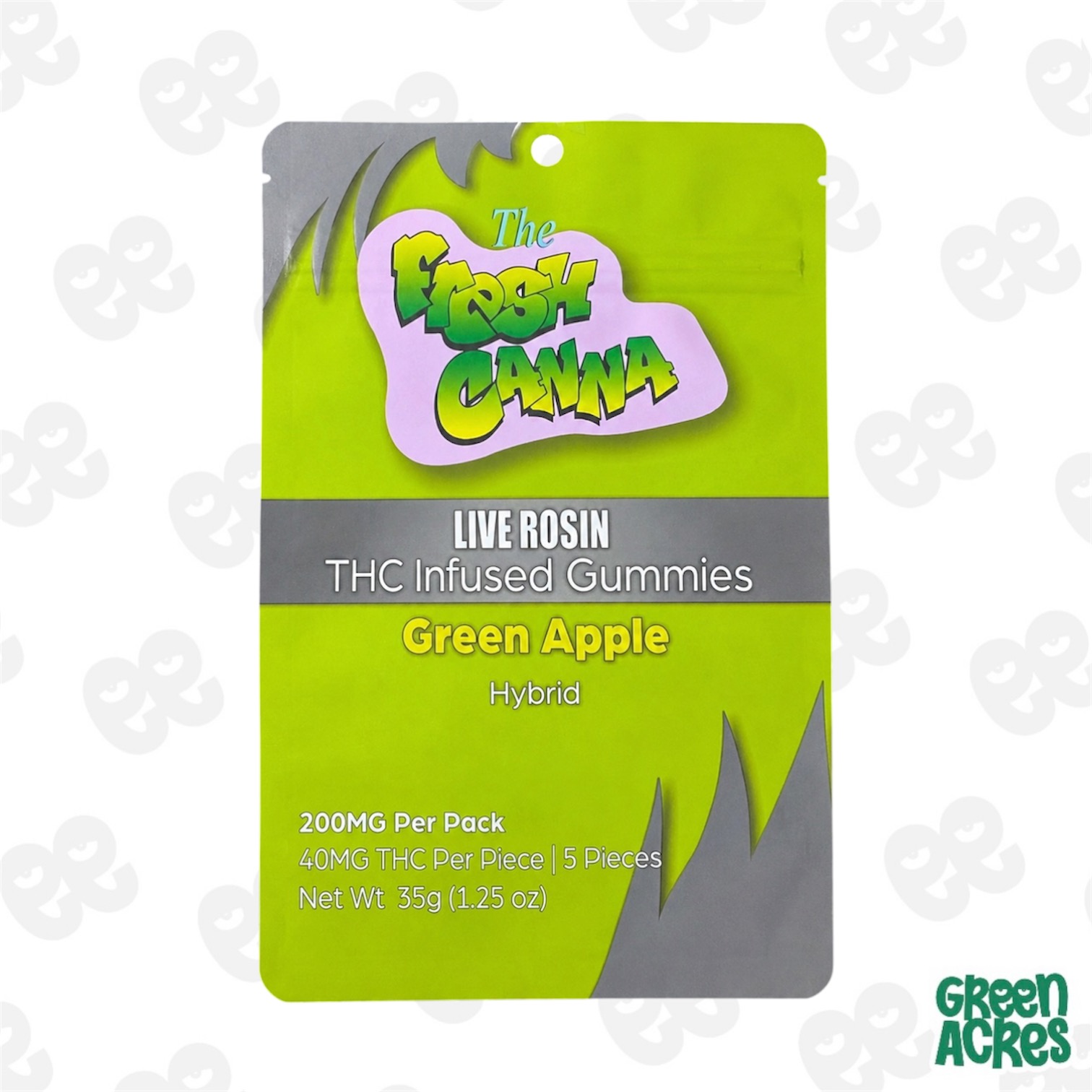 Fresh Canna: Green Apple 200MG Live Rosin Gummies (5x40mg)