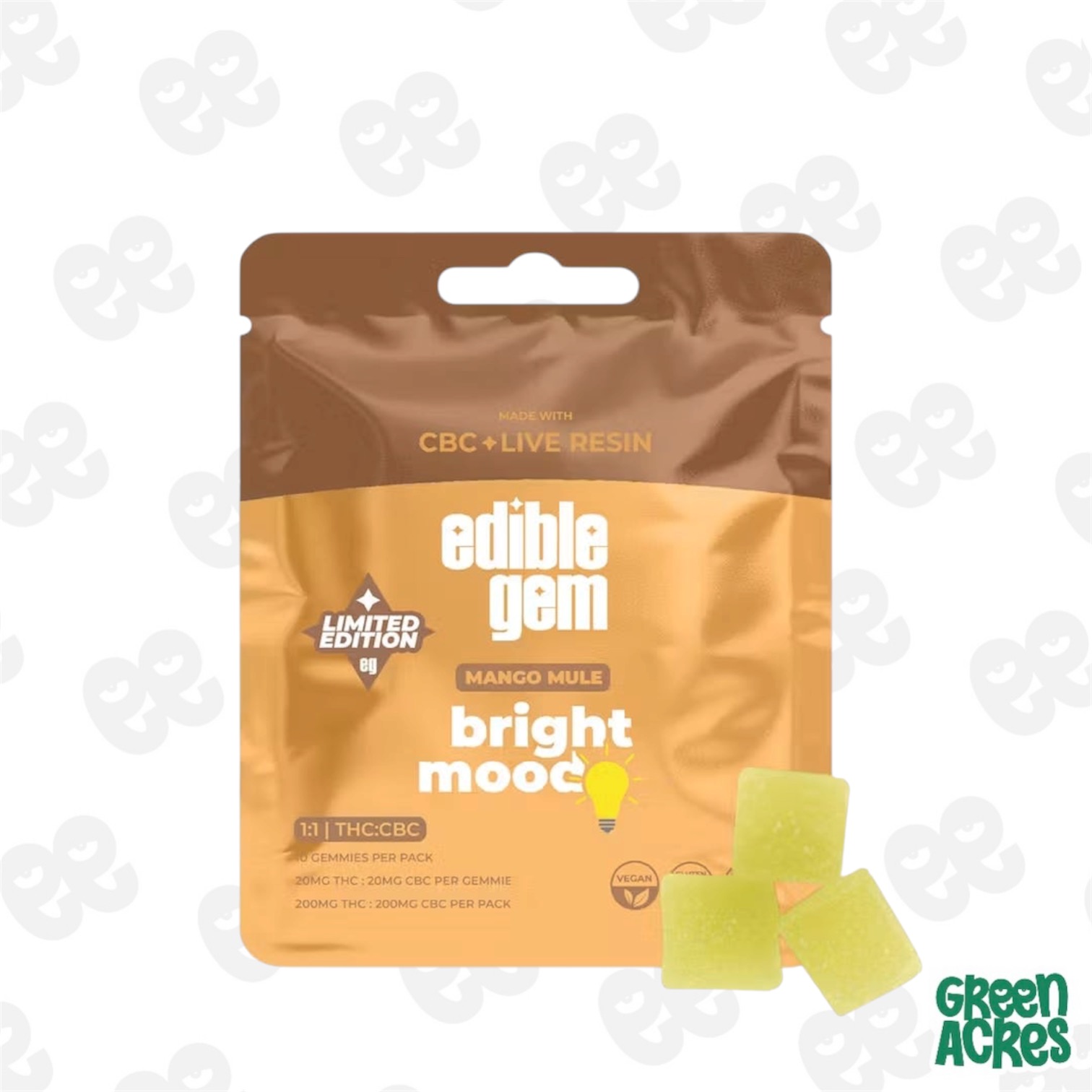 Edible Gem: Mango Mule 200MG Live Resin 1:1 THC:CBC (10x20mg)
