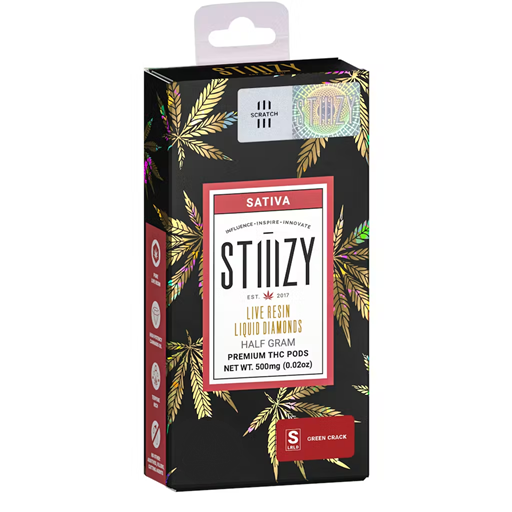 Stiiizy | Green Crack | 0.5G Live Resin Liquid Diamonds Vape Pod w/ Stiiizy Lite Battery (While Supplies Last)