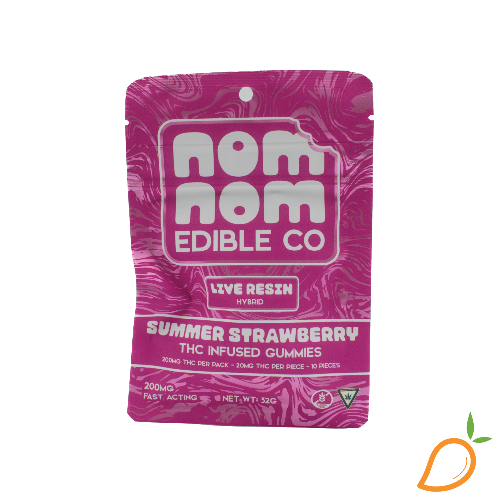 200mg Summer Strawberry Live Resin Gummies Nom Nom