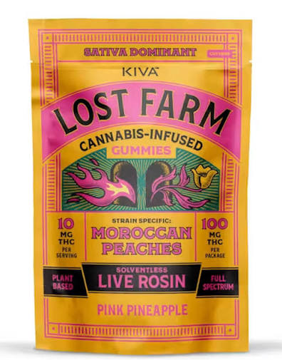 Lost Farm | Live Rosin Gummies | Pink Pineapple x Moroccan Peaches | 100mg
