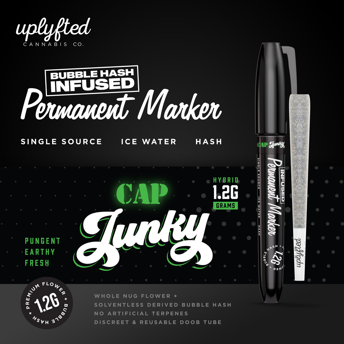 Uplyfted | Cap Junky | 1.2g Bubble Hash Infused Pre-Roll