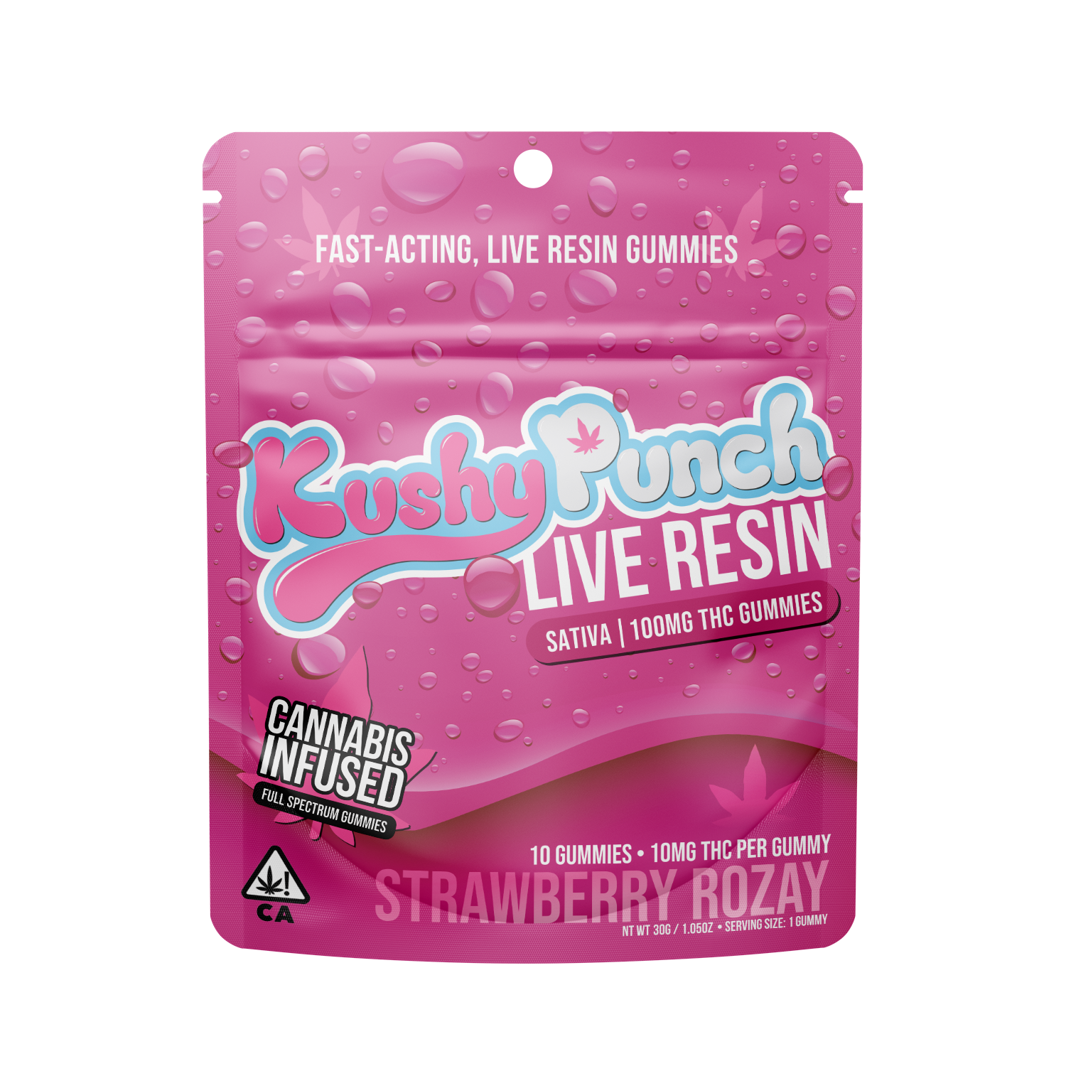 Kushy Punch - Live Resin Strawberry Rozay Gummies 100MG (SATIVA)