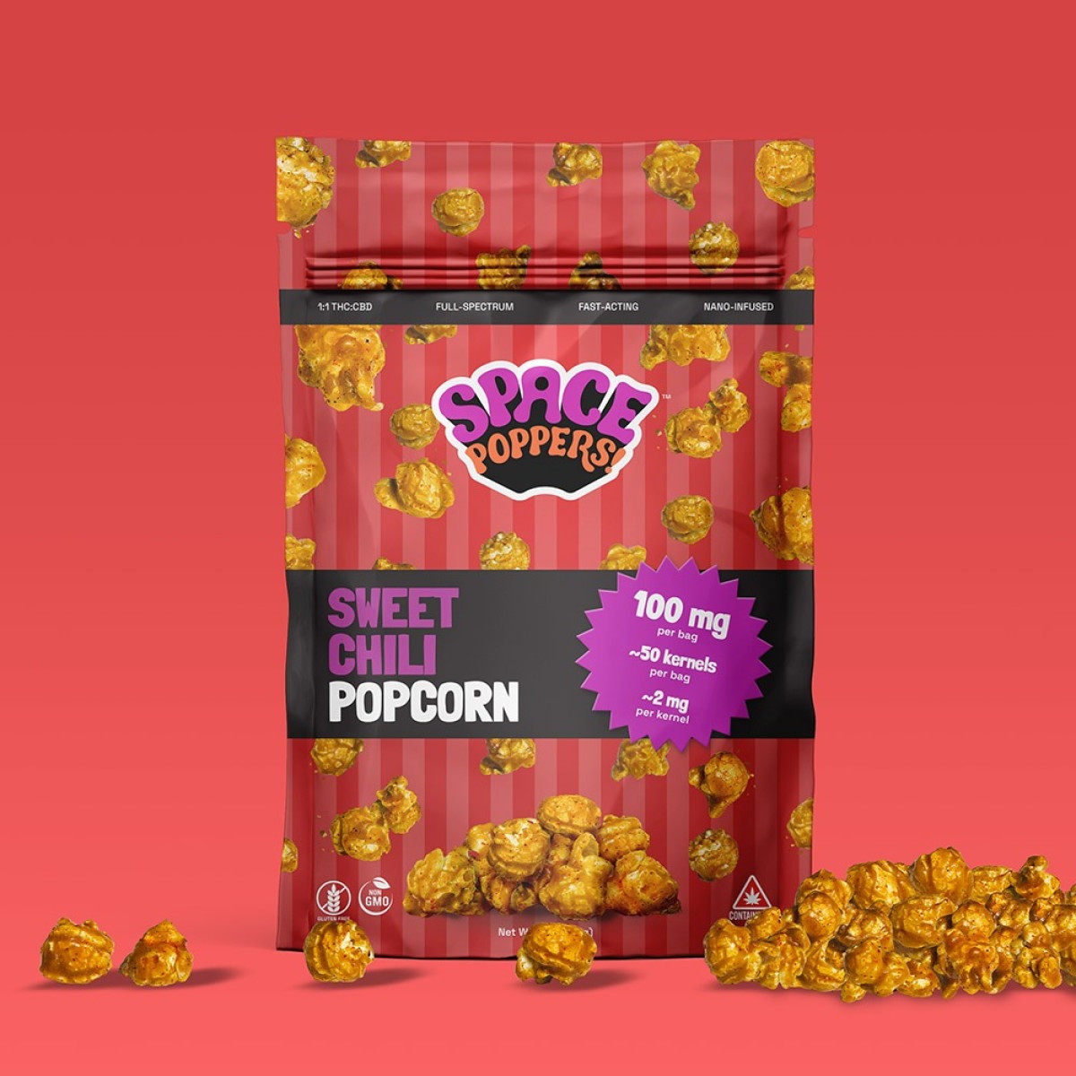 Space Poppers Sweet Chili 1:1 | Edibles | 100mg THC : 100mg CBD