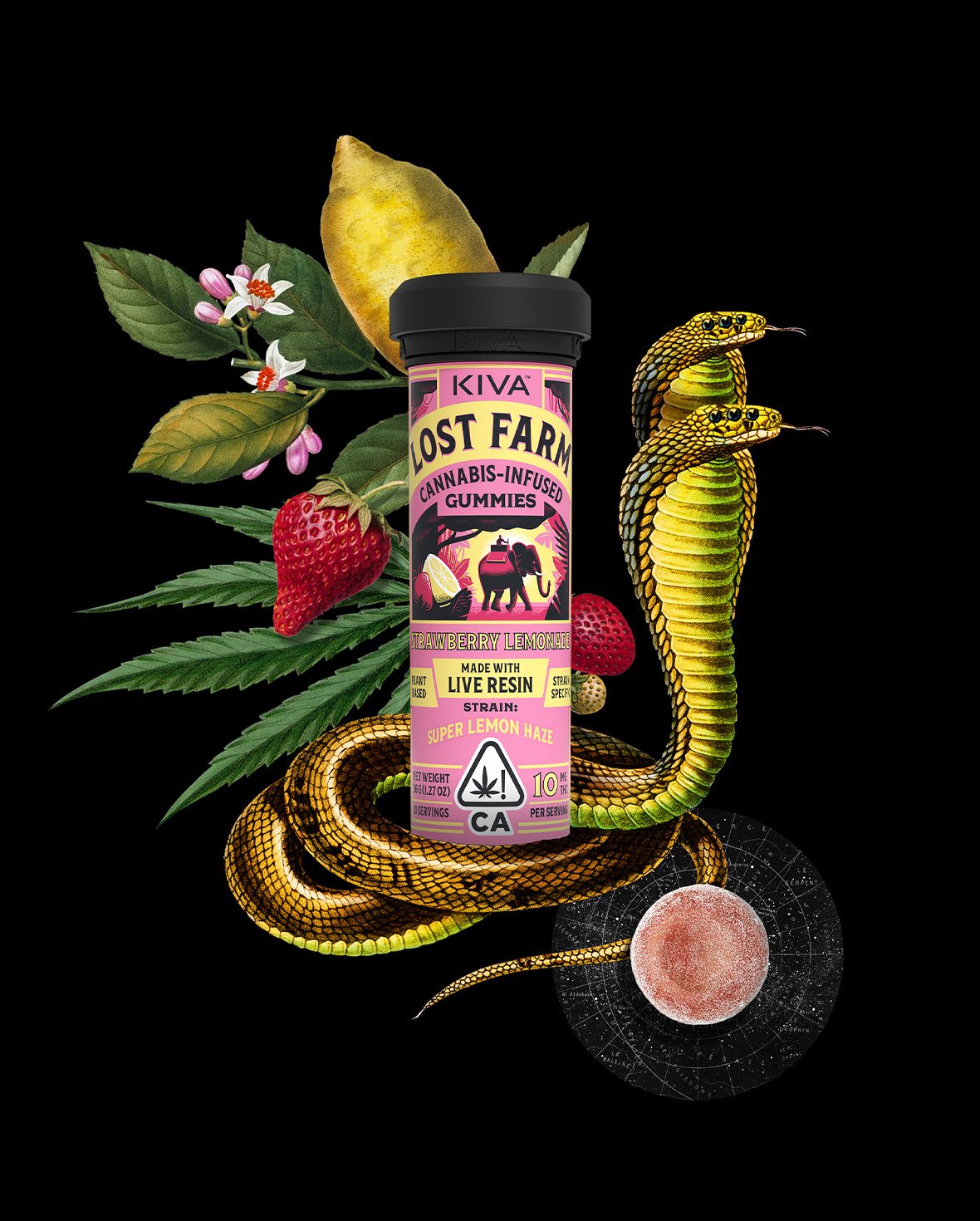 Lost Farm Edibles 10pk/100mg Live Resin- Strawberry Lemonade (Strain: Super Lemon Haze)