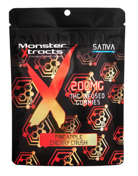 Monster X | Pineapple Cherry Crush | Infused Gummies | 200mg | Sativa