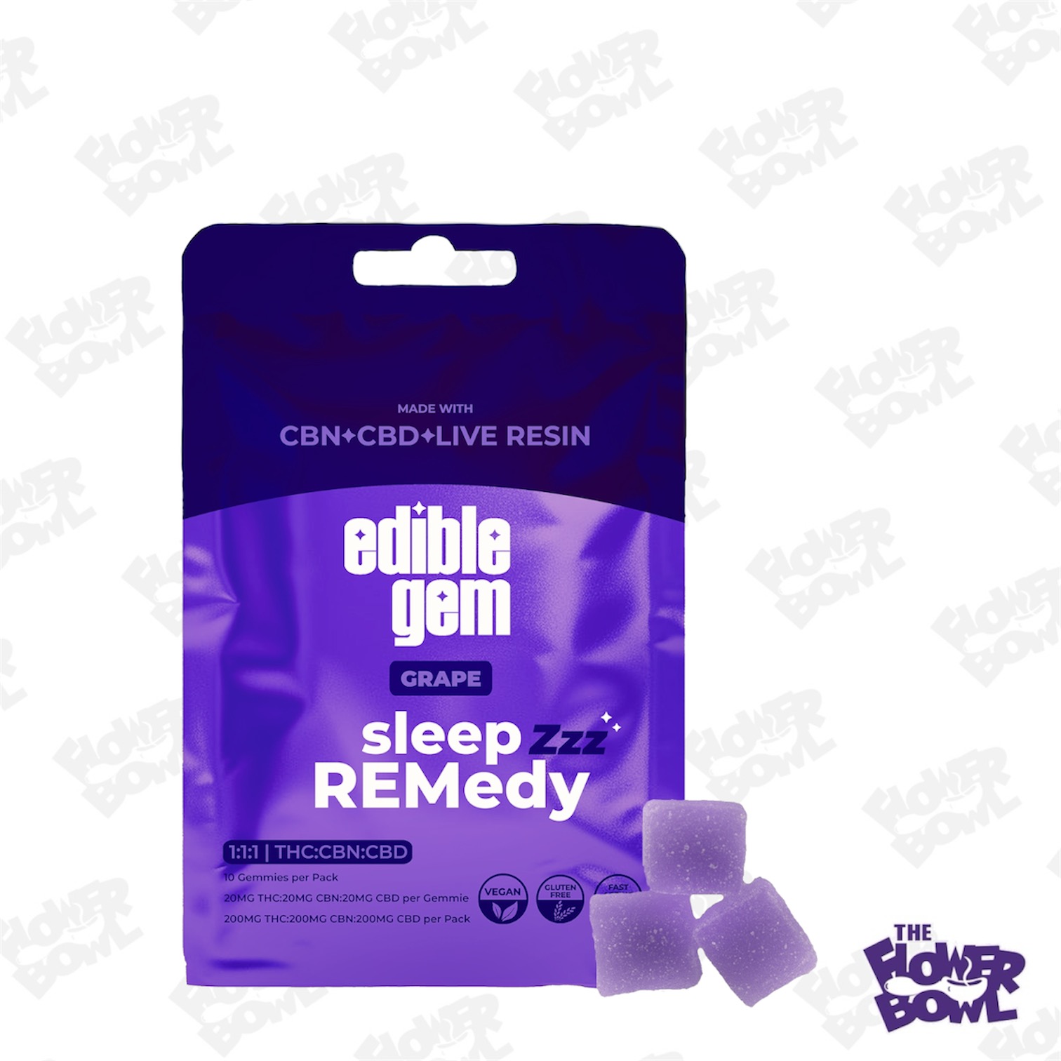 Edible Gem: Grape (I) Live Resin Sleep Remedy 1:1 CBN:CBD:THC 200MG