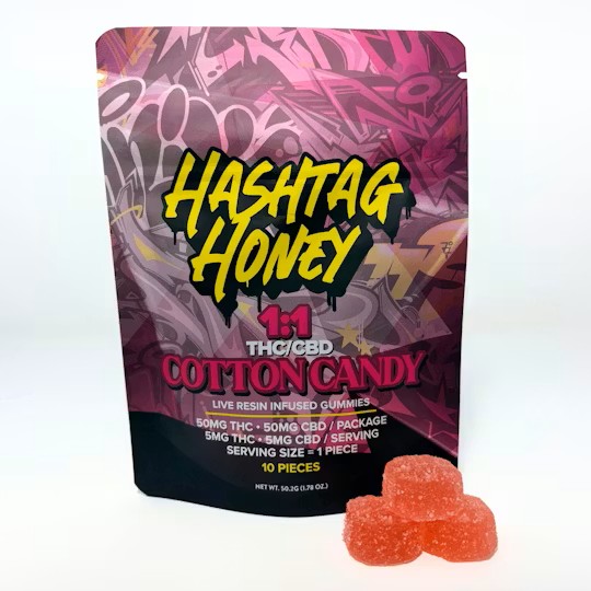 Hashtag Honey - Cotton Candy 1:1 THC: CBD Gummies 10pk - 50mg