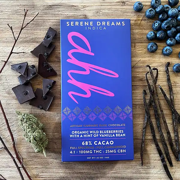 Blueberry Vanilla Dream | RSO Dark Chocolate | 1:4 CBN:THC | 20-Piece | 100mg product photo