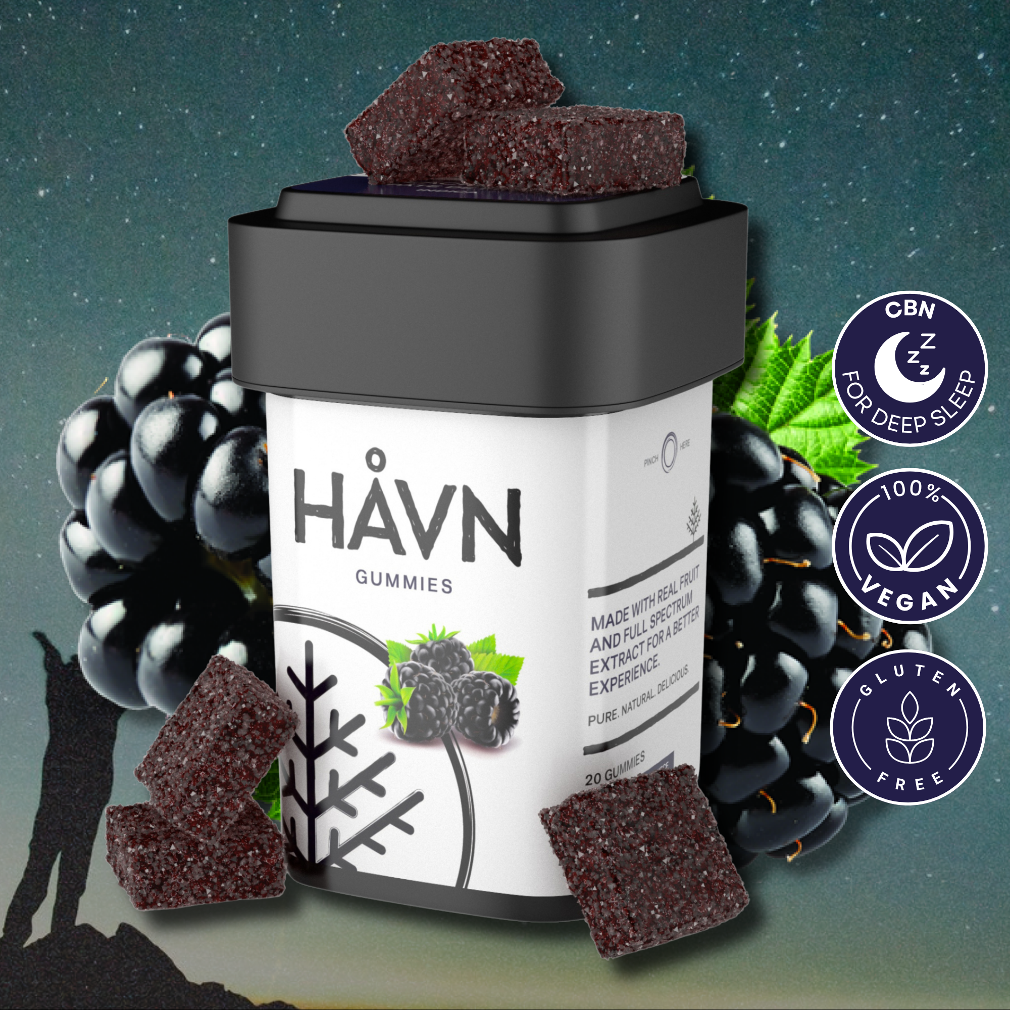 Gummies | Blackberry 2:1 THC:CBN | 5mg Per Serving | 20pk
