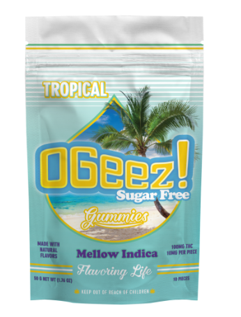 OGeez | Gummies | Sugar free | Tropical  | Mellow Indica | 10pack