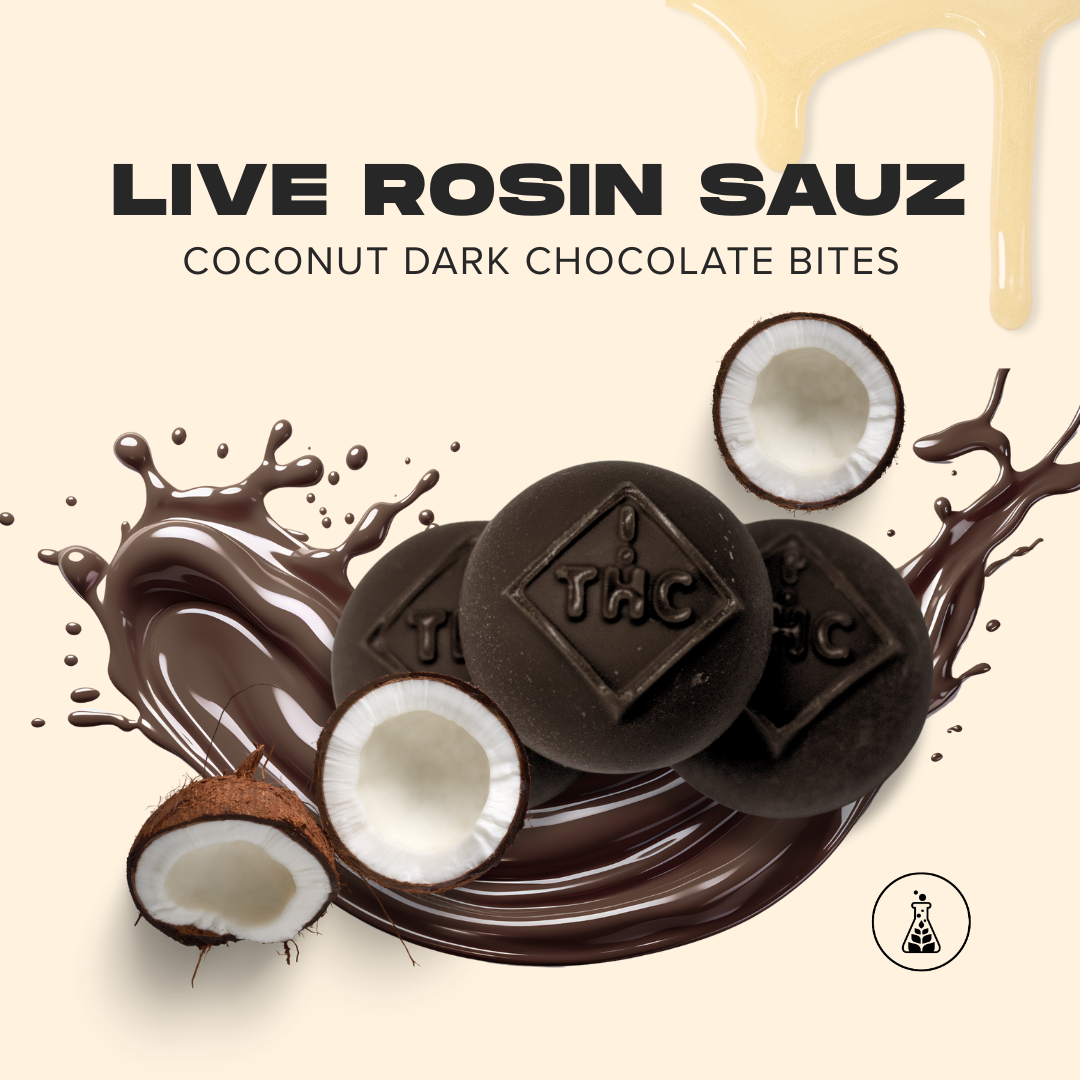 Live Rosin Sauz Coconut Dark Chocolate Bites 60mg 6pk