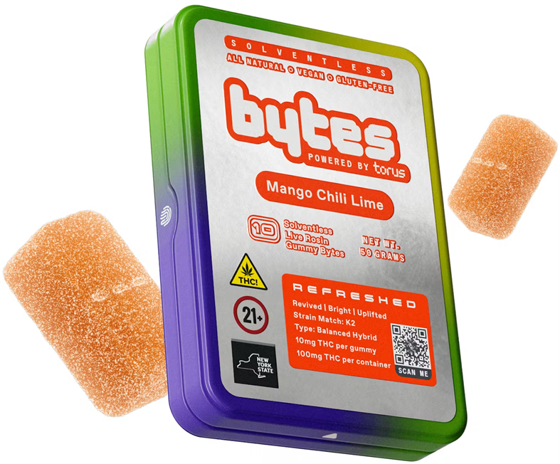 Bytes | [energized] Mango Chili Lime | Solventless Live Rosin Gummies 10PK