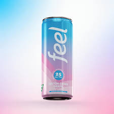 Feel Seltzer 25mg THC 60mg Caffeine - Cotton Candy Grape