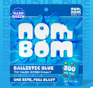 Gummies | Hash Rosin | Ballistic Blue | 200mg | Nom Bom