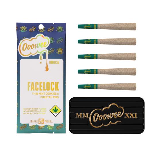 Ooowee Facelock (Indica) 5pk (5g) Infused Pre-Rolls