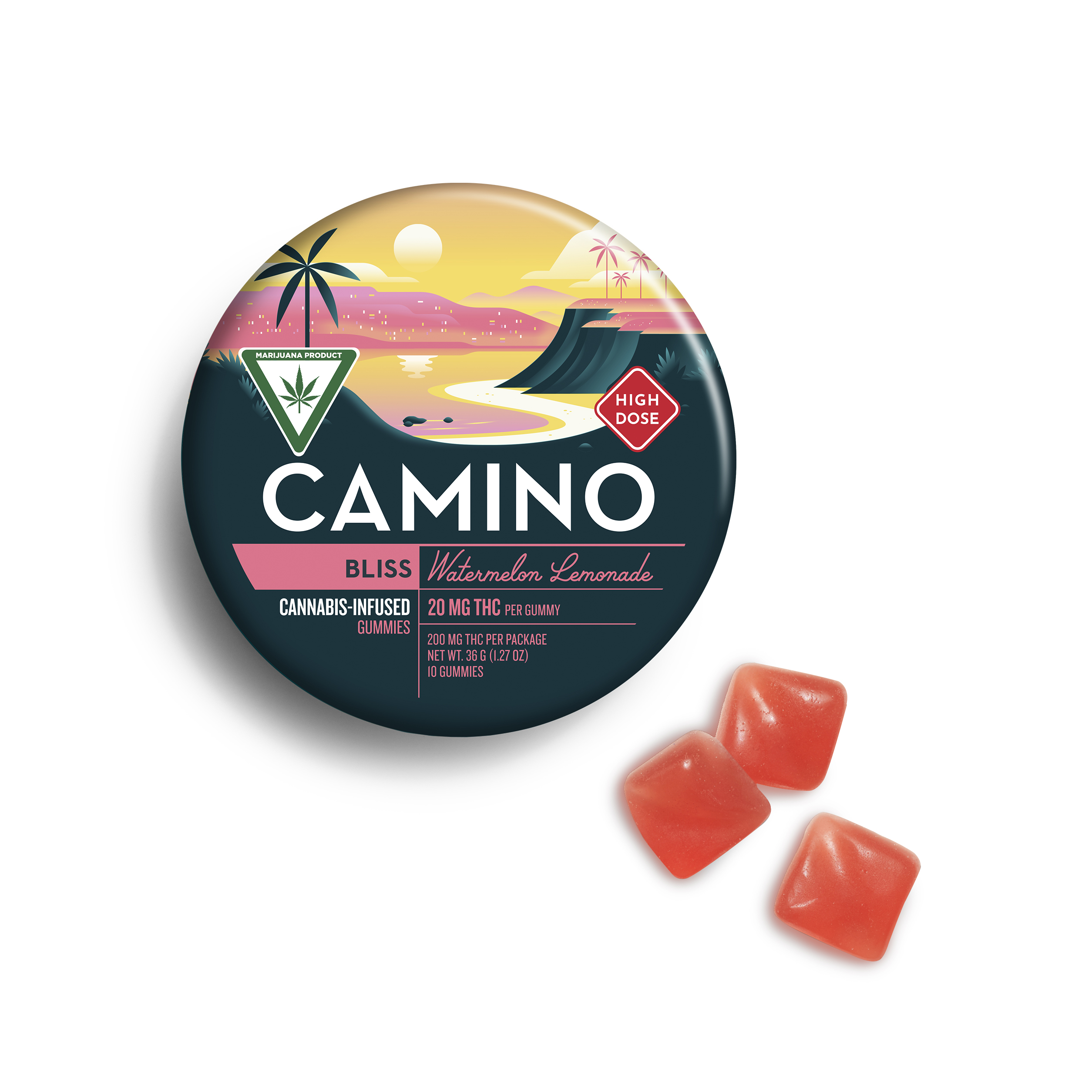'Bliss' Watermelon Lemonade High Dose Gummies [10pk] (200mg THC)