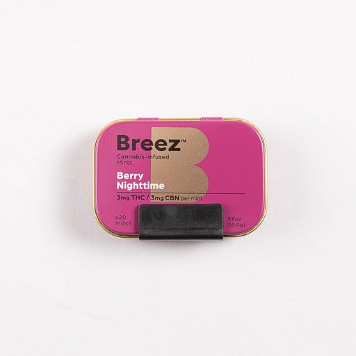 BREEZ Mints 60mg: Berry Nighttime 1:1 THC:CBN 20pc