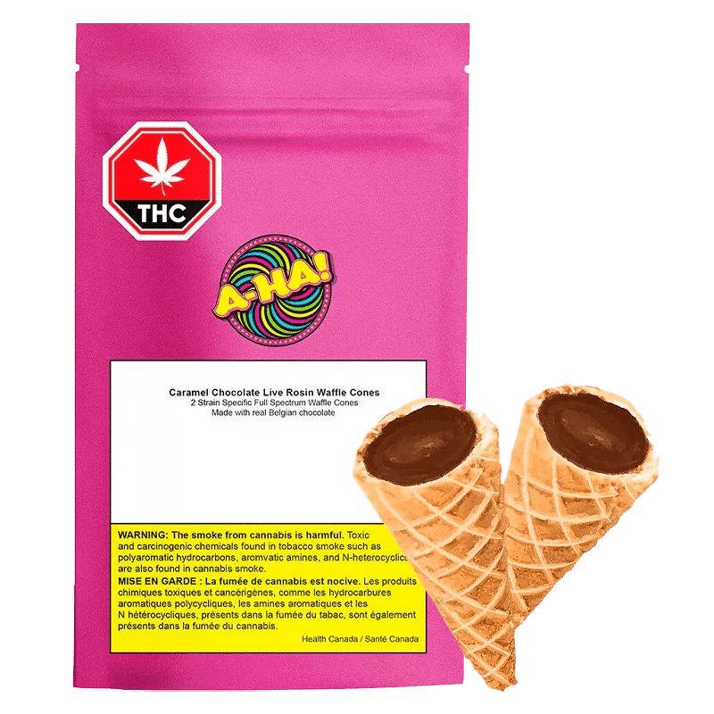 A Ha Caramel Chocolate Live Rosin Waffle Cones 2pk