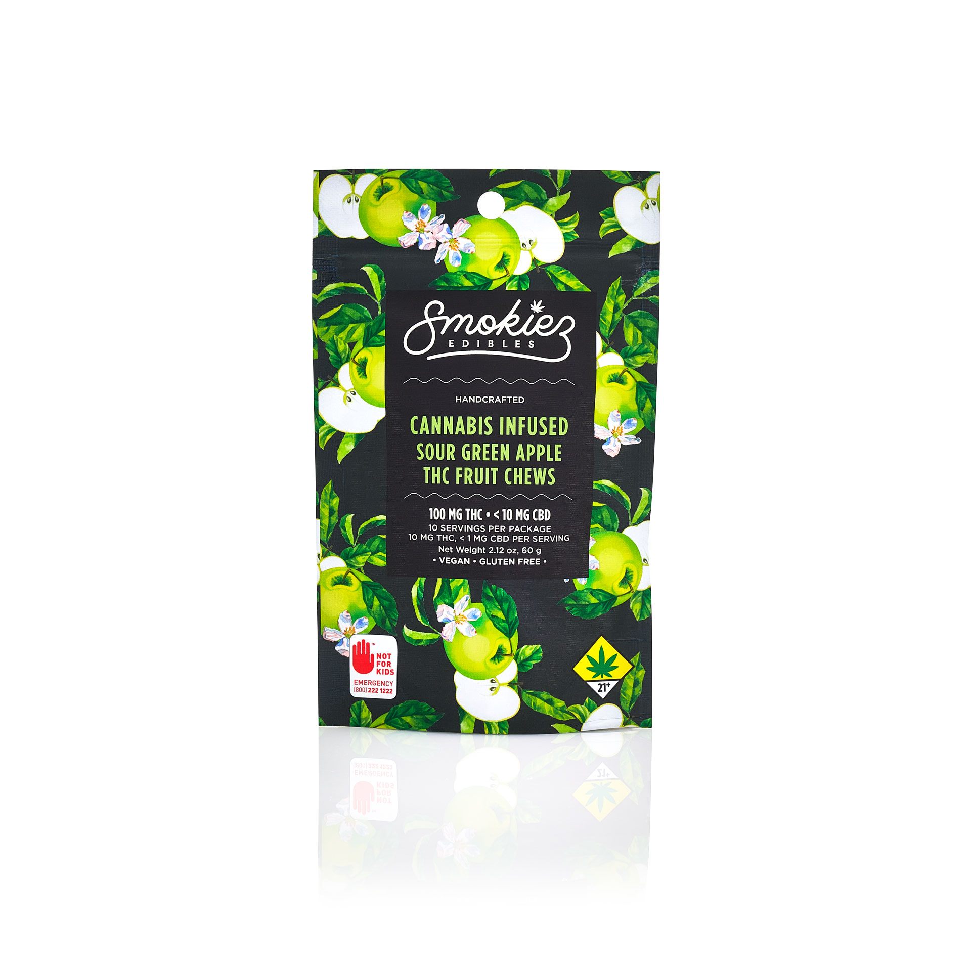 Sour Green Apple Hybrid  100mg THC Fruit Chews