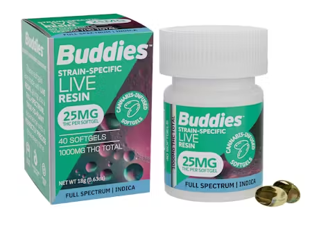 Buddies Indica 25mg Live Resin Softgels 40PK