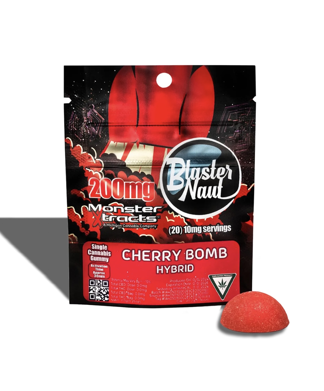 Monster X: Cherry Bomb 200MG Single Blasternaut Gummies
