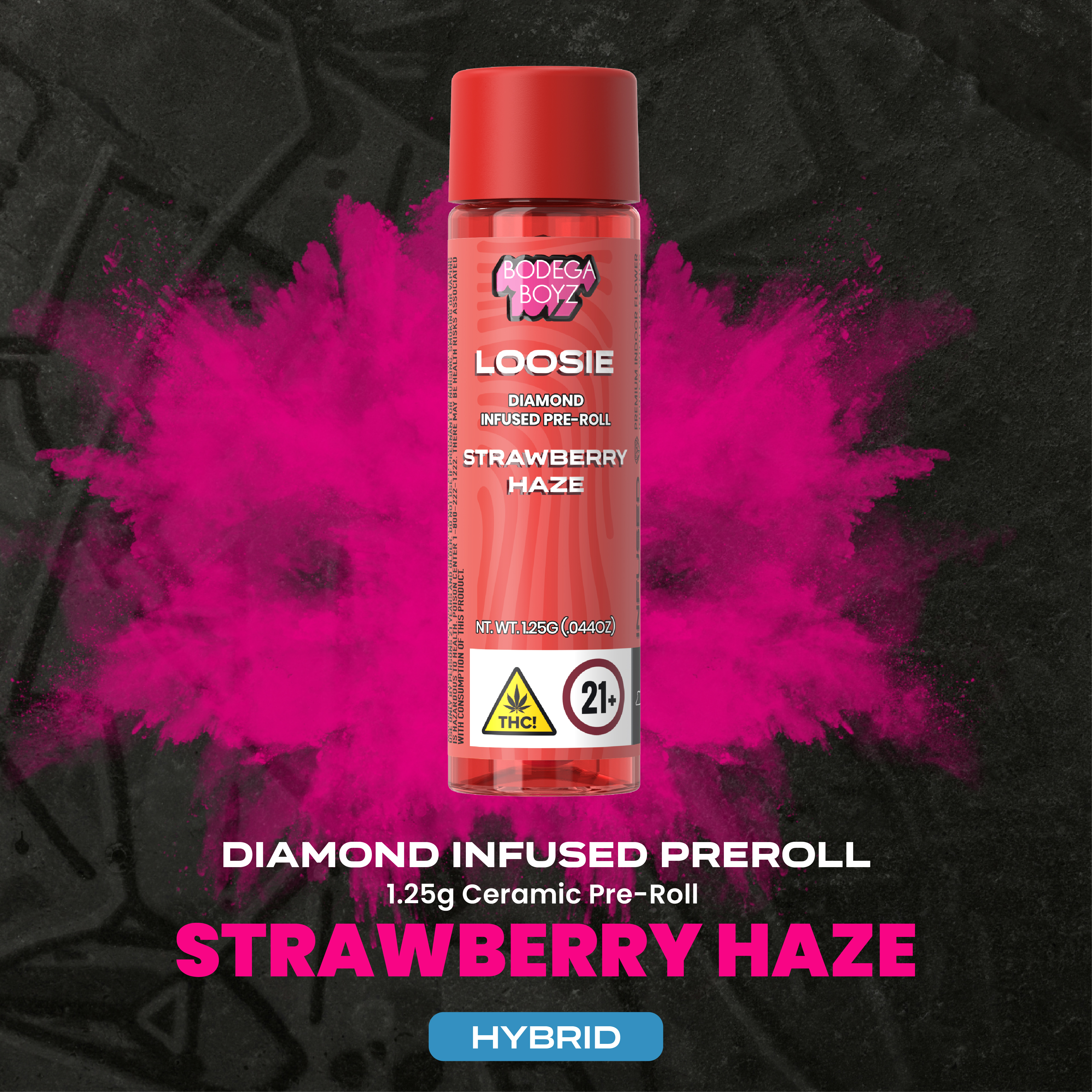 Loosies | Strawberry Haze | Hybrid | Diamond Infused Pre-Roll | 1.25g