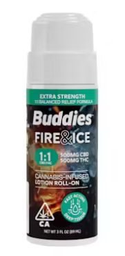 Buddies Fire & Ice Buddies CBD/THC 1:1 Ratio Topical 3oz Roll-On