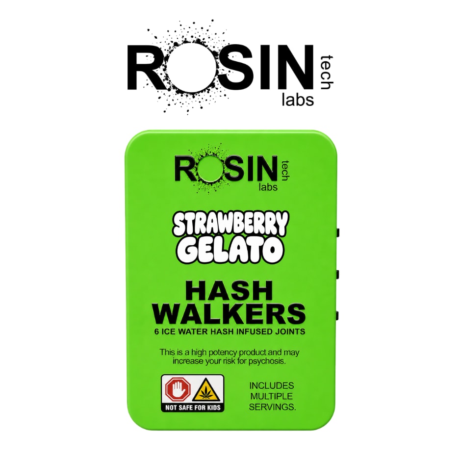6pk Infused Pre Rolls - Strawberry Gelato - Hash Walkers - Rosin Tech Labs - REC