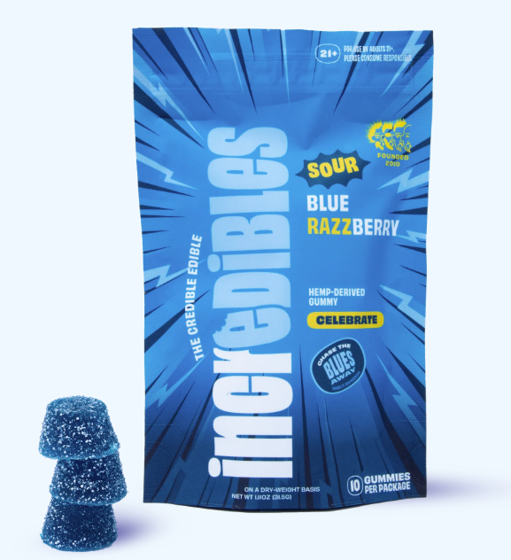 Gummies | Sour Blue Razzberry 1:1 THC:CBG | 50mg Per Serving | 10pk