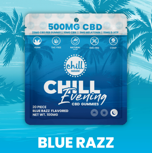 Chill Medicated - Evening Blue Razz - CBD Gummies