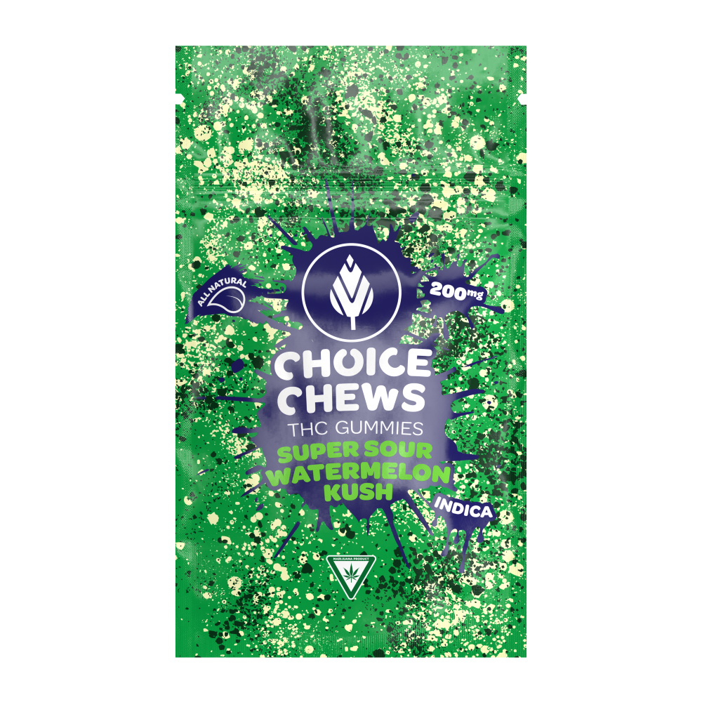 Choice Chews - Super Sour Watermelon Kush 200mg (Indica)