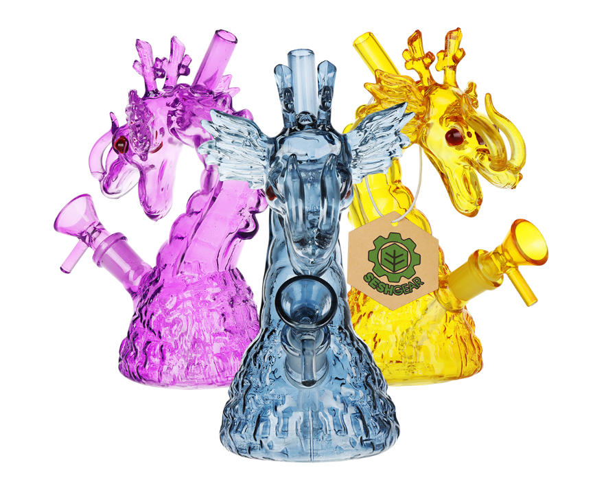 SeshGear | Rising Dragon Glass Water Pipe | 6.75" Assorted Colors