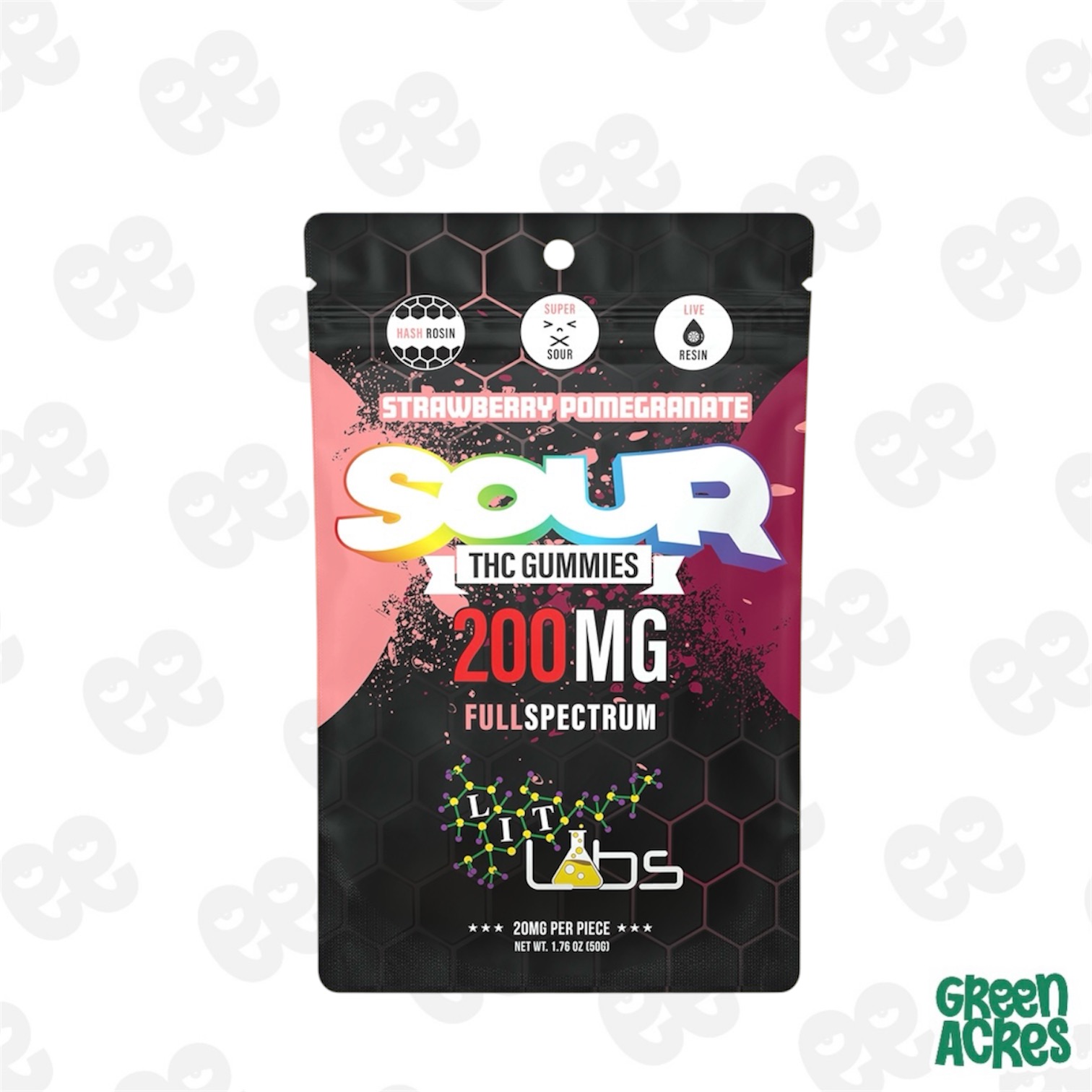 Lit Labs: Sour Strawberry Pomegranate 200mg Gummies