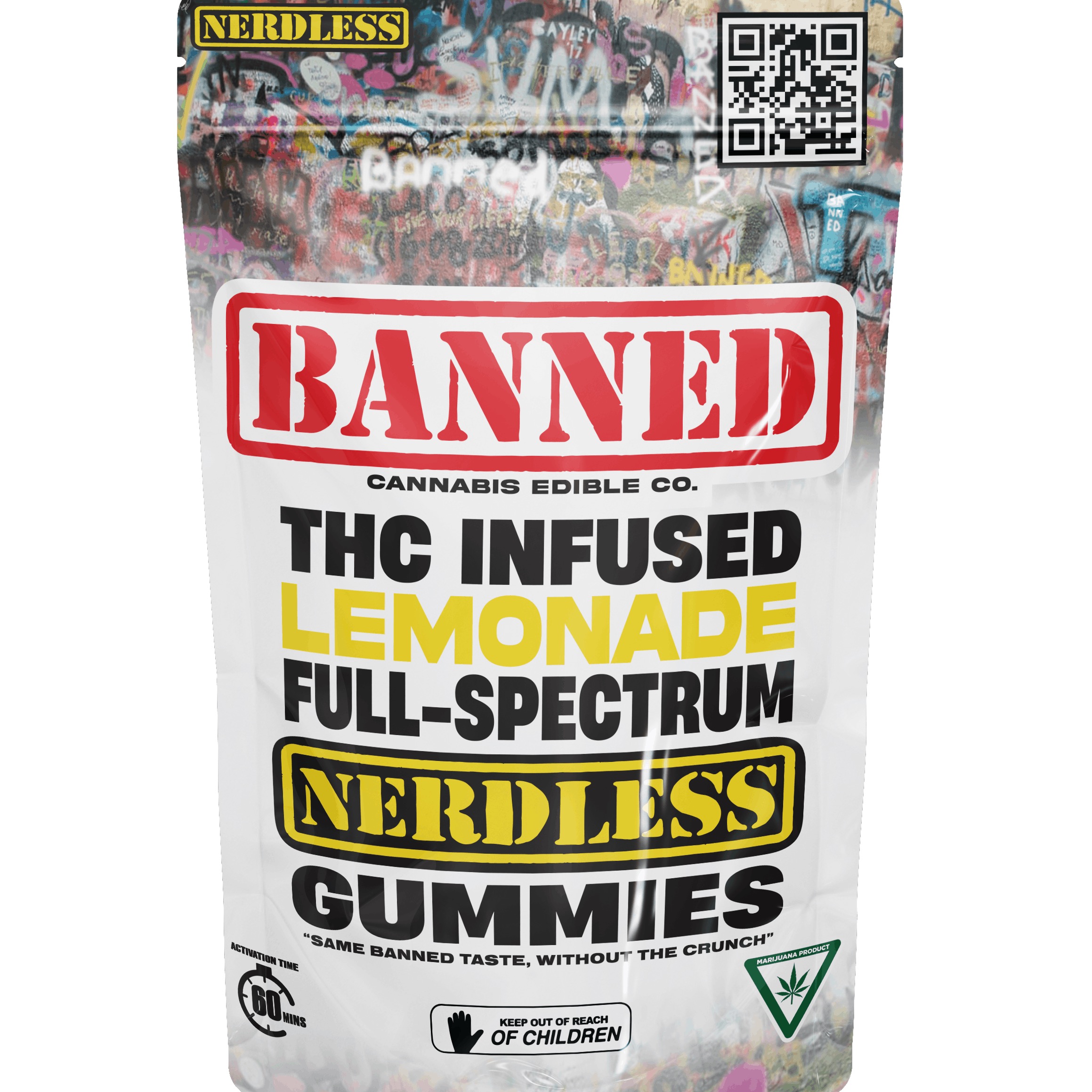 Banned | 200mg Gummies | 4pk Nerdless | Lemonade