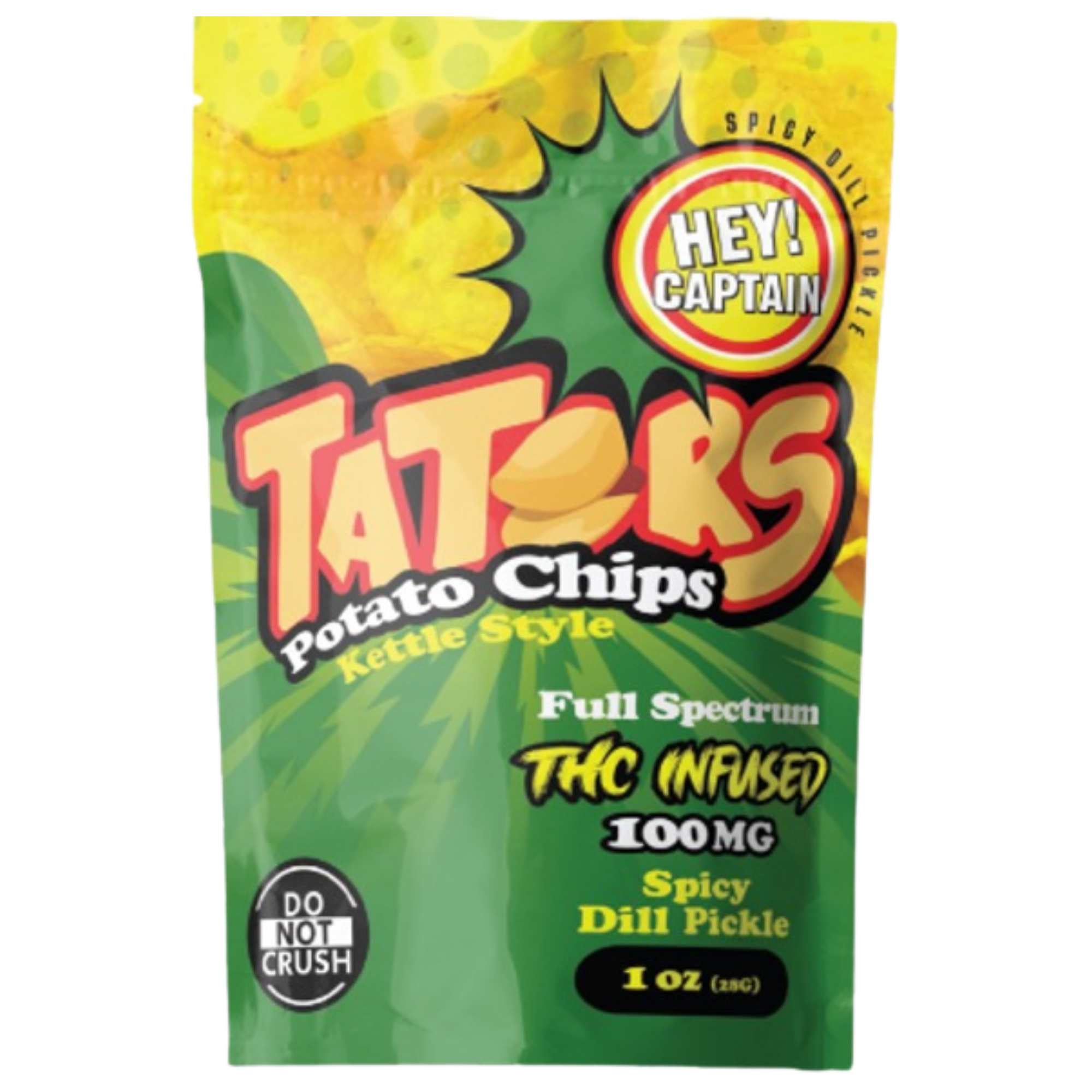 Hey! Captain "Tators" Spicy Dill Pickle - Potato Chips - 100mg