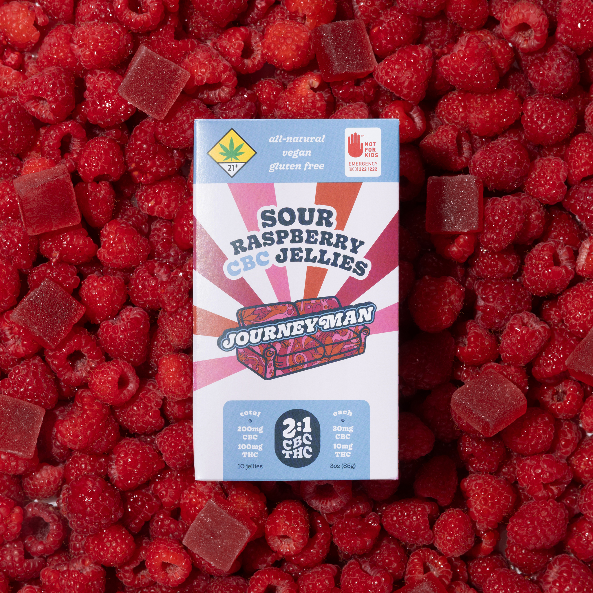 JOURNEYMAN - 2:1 Sour Raspberry CBC Jellies (200mg CBC/100mg THC)