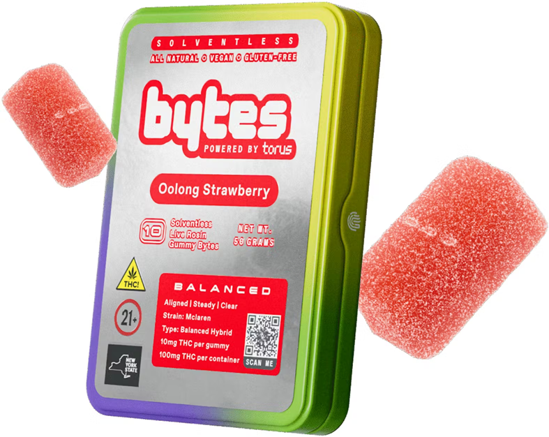 Bytes | [balanced] Oolong Strawberry | Solventless Live Rosin Gummies 10PK