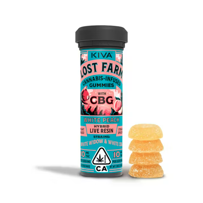 White Peach White Widow CBG Lost Farm Gummies