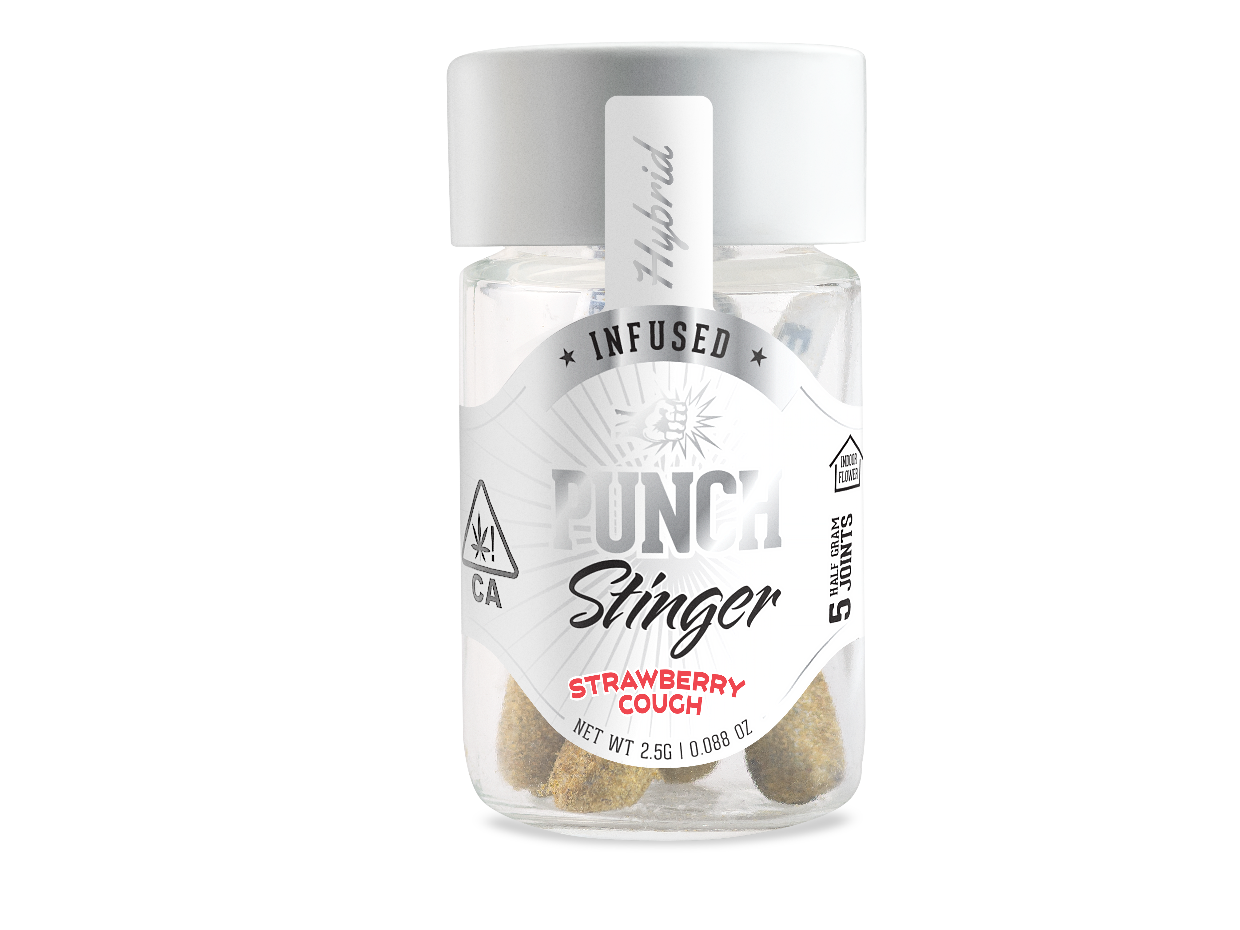 PUNCH EDIBLES & EXTRACTS: Strawberry Cough Stinger Hybrid 5 mini Pre Rolls (2.5g) - 2.5g