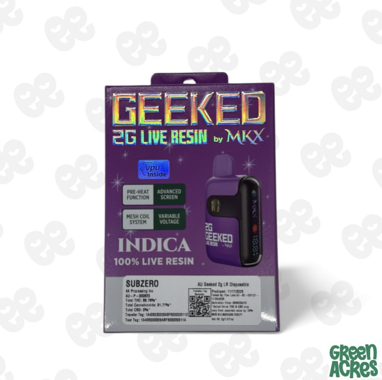 Sub Zero 2G Live Resin Vape Disposable