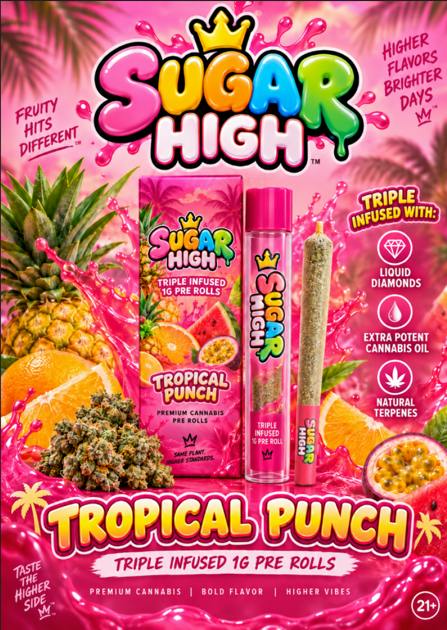 #Sugar High - Tropical Punch - 1g - Triple Infused Preroll