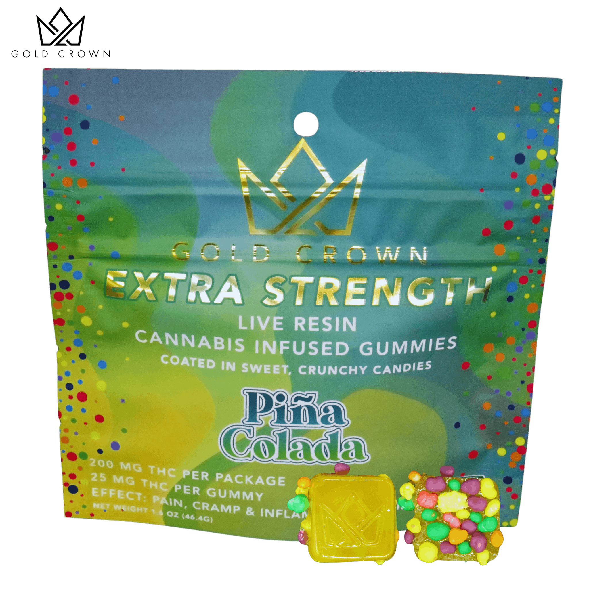 Gold Crown | 200mg - 8pk Gummies | Pina Colada Nerds
