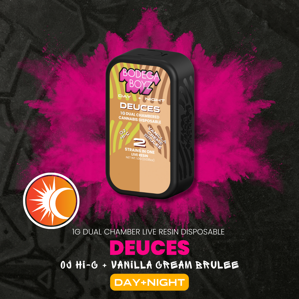 HI C x Vanilla Creme Brulee | 1g Live Resin | Duel Chamber AIO | Dueces | Sativa x Indica