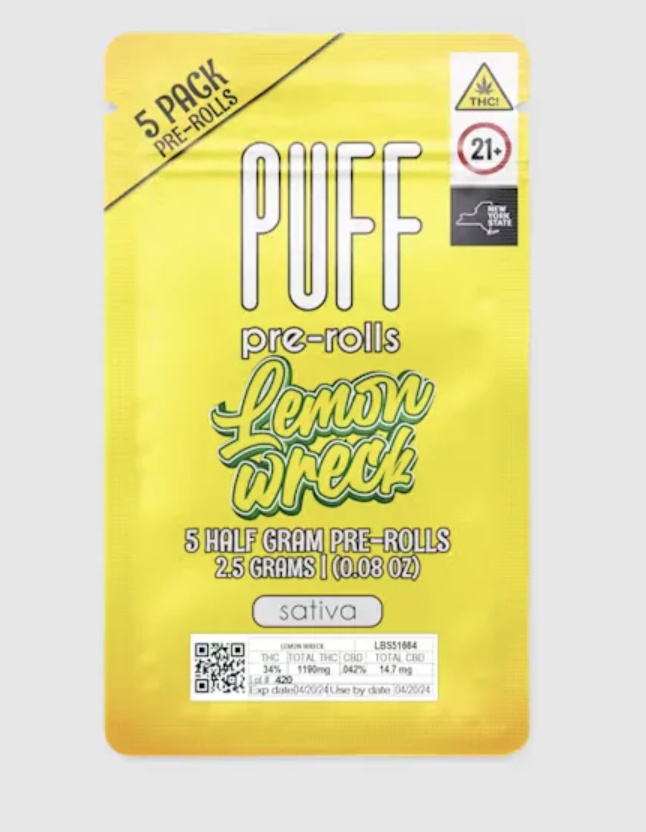 Lemonwreck 2.5g 5pk Pre-rolls